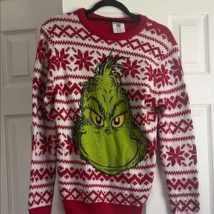 Festive Red and White Grinch Crewneck Sweater